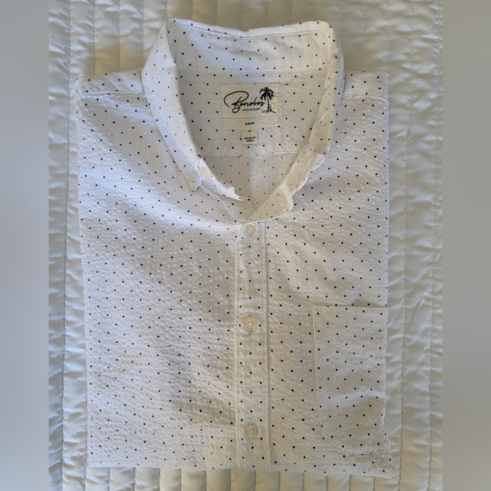 BONOBOS, Mens Medium Slim Fit, Stretch Riviera Short Sleeve Shirt